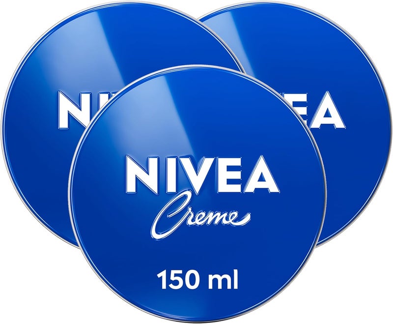 NIVEA Creme Tin Moisturizing Cream, 3x150ml - Intensive Care for Soft Skin - Image 1